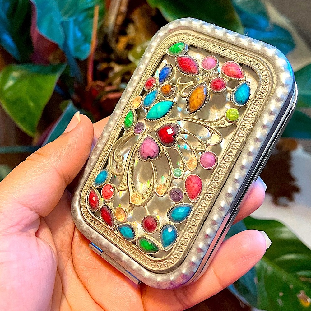 Tibethian Jeweled Compact Mirror - new
